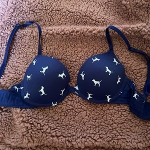 Pink navy blue light underwire bra size 32 B